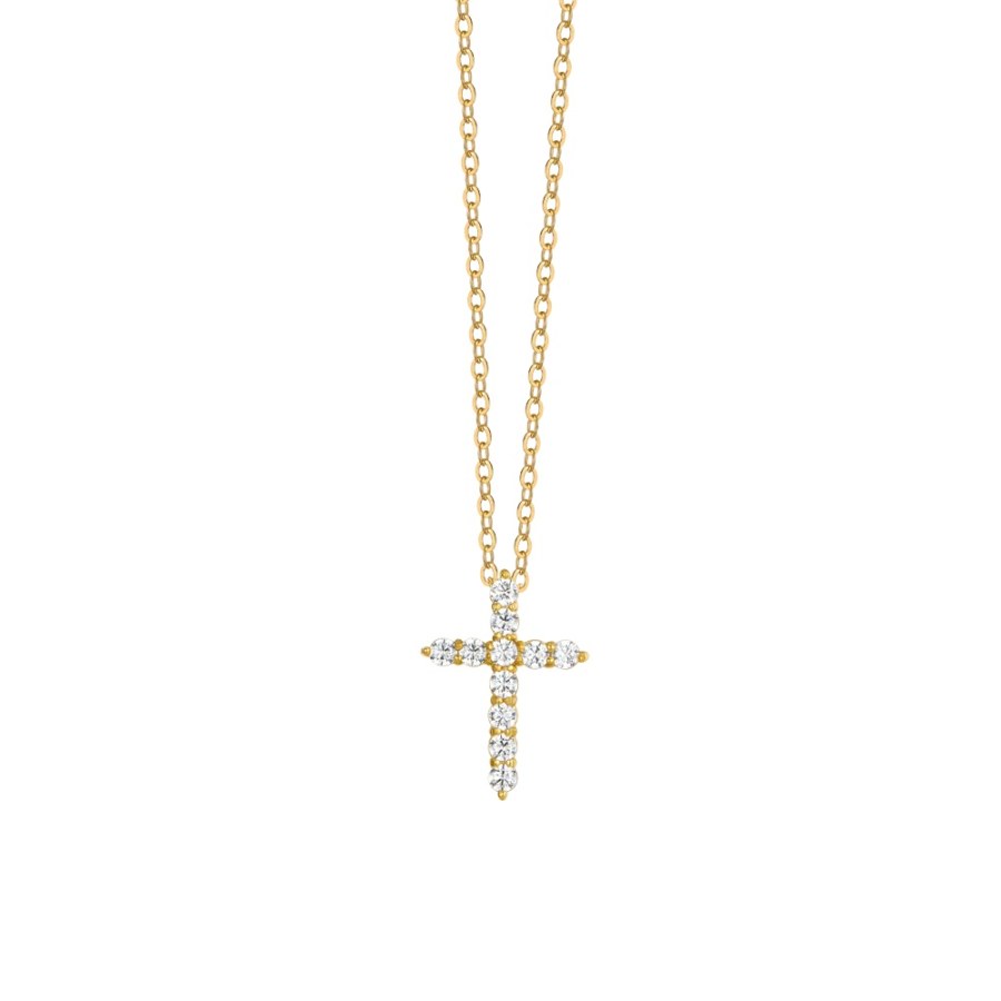 Luca Barra Pozlacený náhrdelník Křížek s&nbsp;kubickými zirkony CK2022 - Náhrdelníky Náhrdelníky s&nbsp;kameny