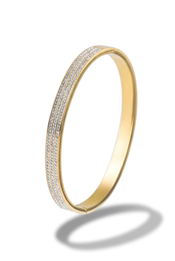 Marc Malone Blyštivý pevný náramek z&nbsp;pozlacené oceli Cecilia MCB250398G - Náramky Pevné náramky