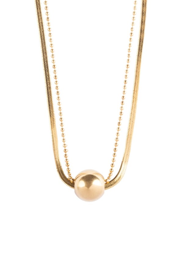 Marc Malone Dvojitý pozlacený náhrdelník Skye Gold Necklace MCN24001G - Náhrdelníky Náhrdelníky s korálky