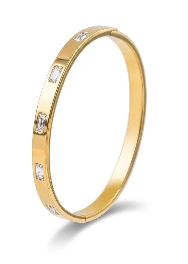 Marc Malone Elegantní pevný náramek s&nbsp;čirými krystaly Doré MCB250400G - Náramky Pevné náramky