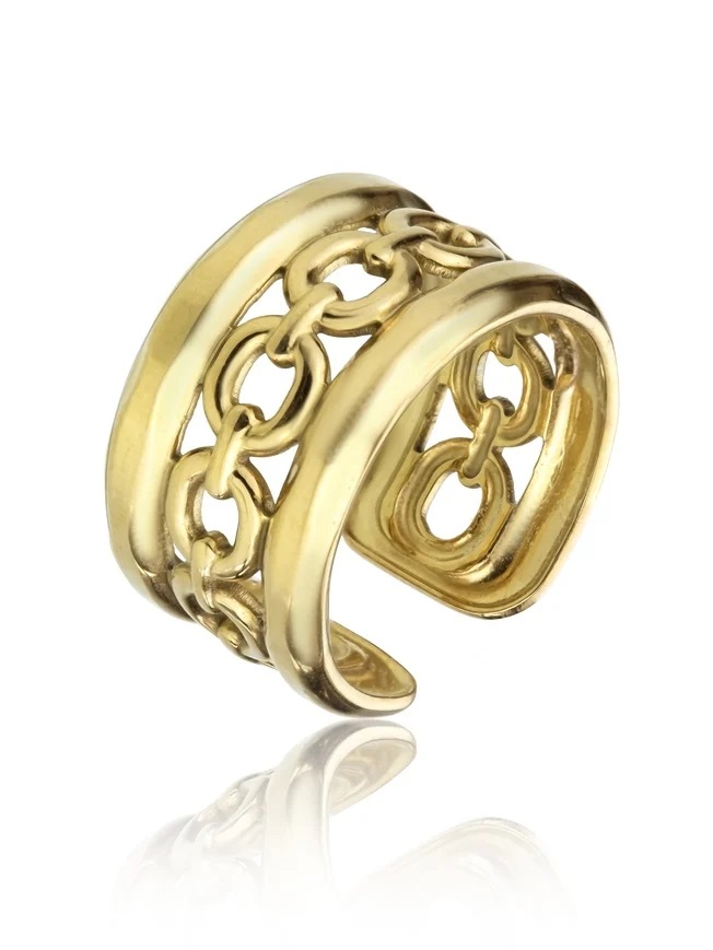 Marc Malone Masivní otevřený pozlacený prsten Maria Gold Ring MCR23011G - Prsteny Otevřené prsteny