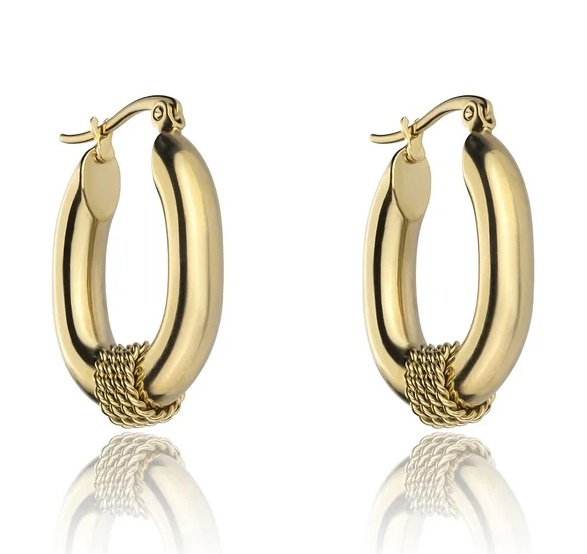Marc Malone Elegantní pozlacené náušnice Riley Gold Earrings MCE23008G - Náušnice Kruhy