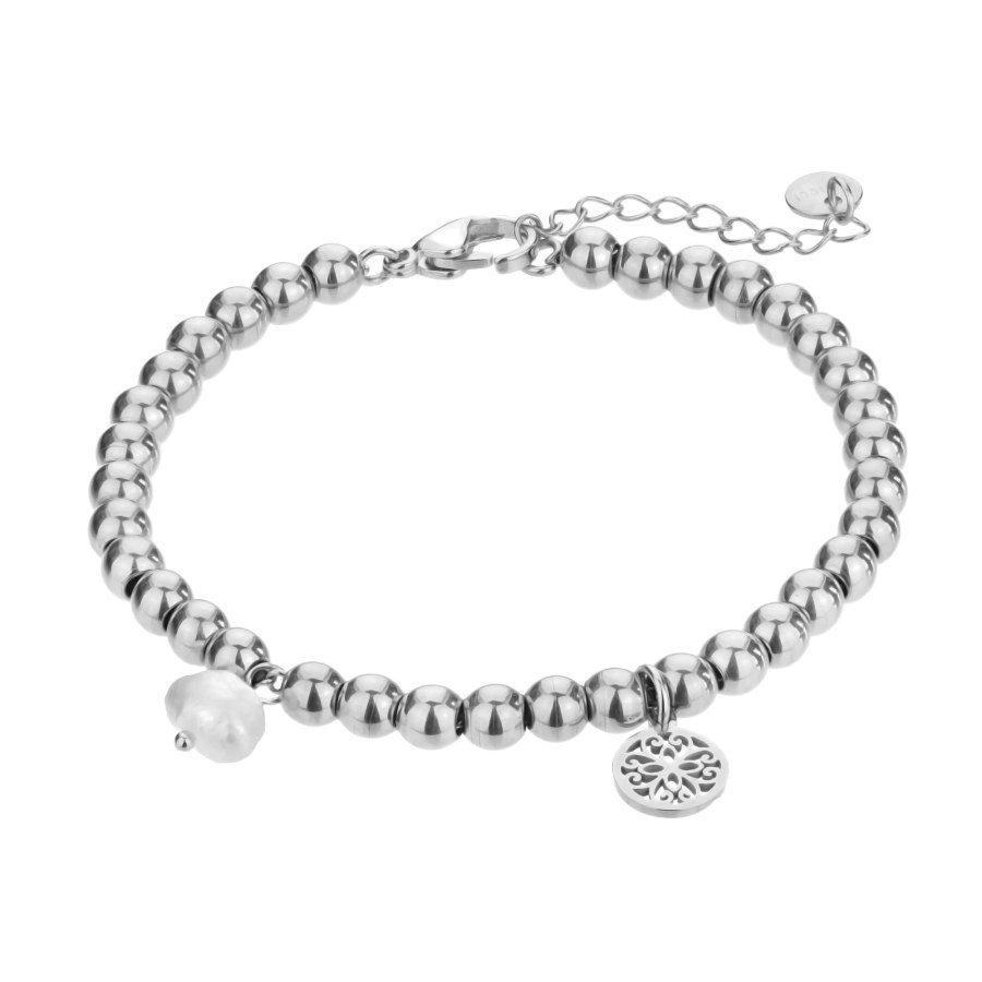 Marc Malone Ocelový korálkový náramek Layla Silver Bracelet MCB23015S - Náramky Řetízkové náramky
