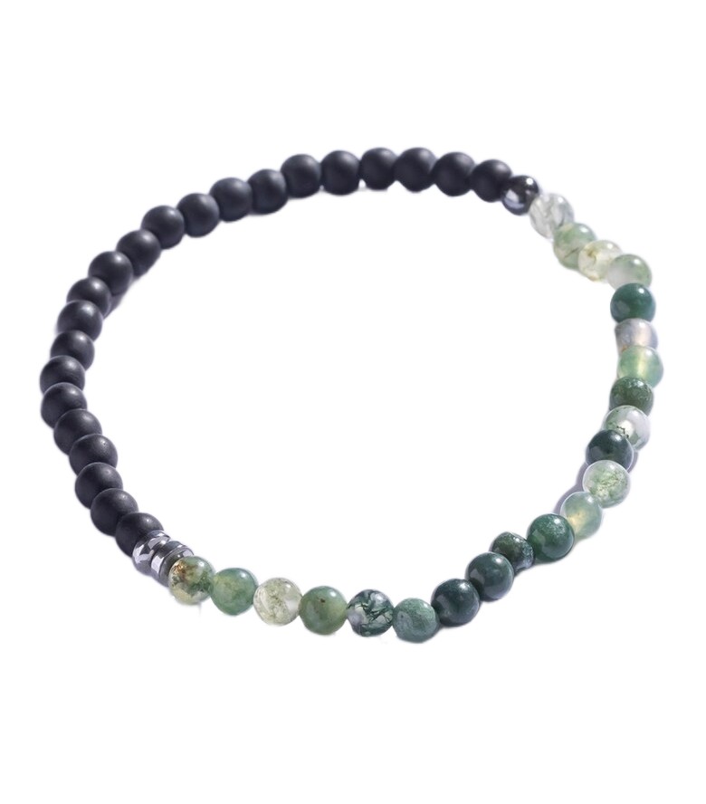 Marc Malone Pánský korálkový náramek s mechovým achátem MCGB5107