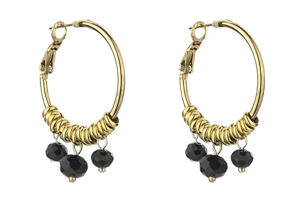 Marc Malone Pozlacené kruhové náušnice Zoey Black Earrings MCE23010G - Náušnice Kruhy