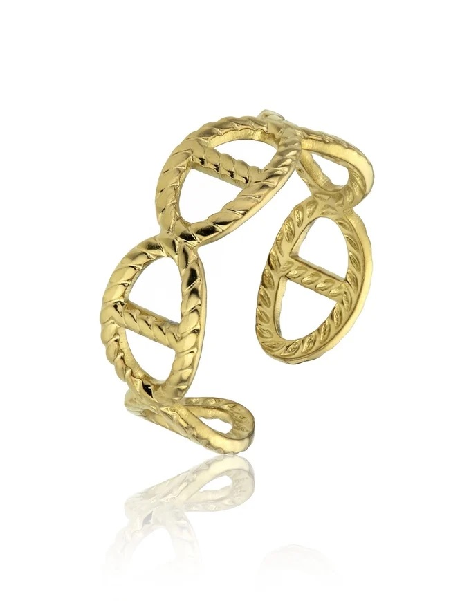 Marc Malone Pozlacený prsten z oceli Peyton Gold Ring MCR23005G - Prsteny Otevřené prsteny