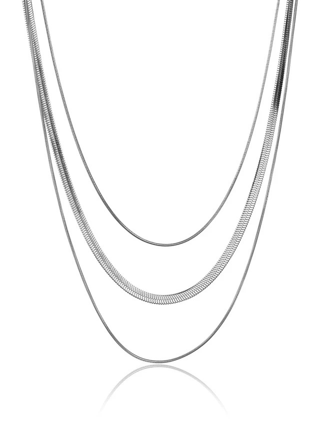 Marc Malone Trojitý ocelový náhrdelník Kayla Silver Necklace MCN23102S - Náhrdelníky
