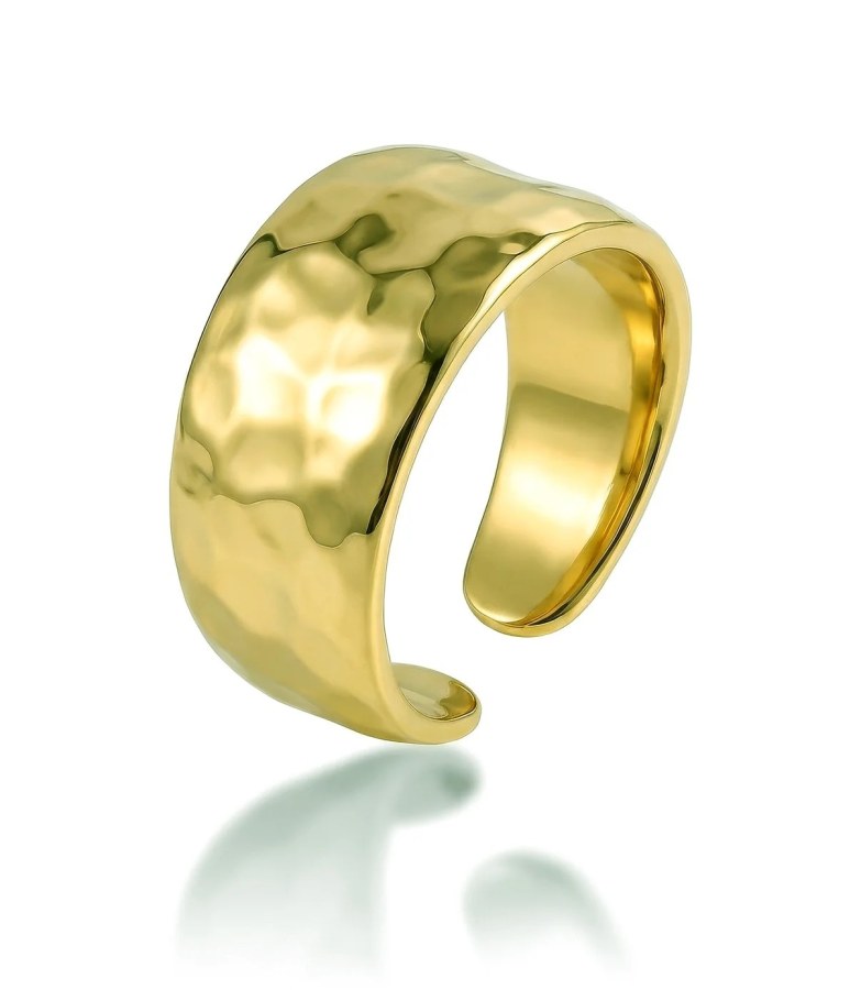 Marc Malone Výrazný otevřený prsten z&nbsp;pozlacené oceli Olina MCR260792G - Prsteny Otevřené prsteny