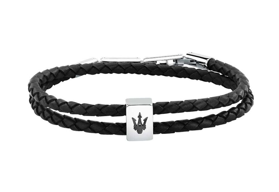 Maserati Dvojitý kožený náramek Leather JM226AVE44 - Náramky Kožené náramky