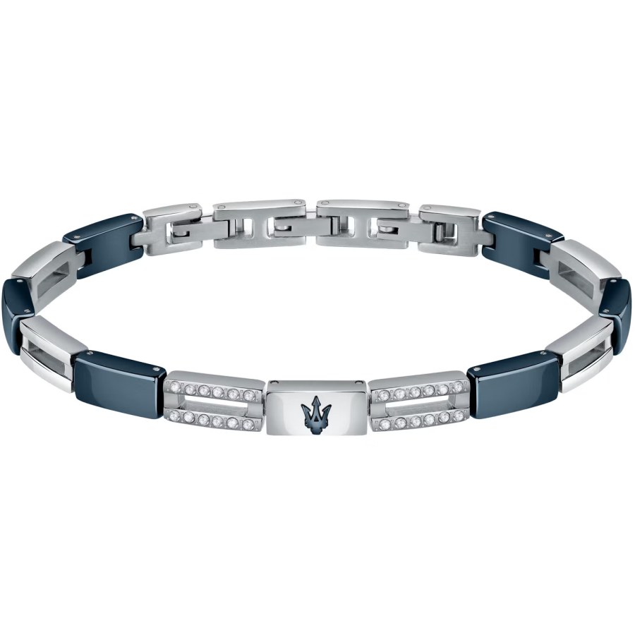 Maserati Moderní pánský náramek s krystaly Ceramic JM223ATZ23 Maserati Moderní pánský náramek s krystaly Ceramic JM223ATZ23 - Náramky Řetízkové náramky