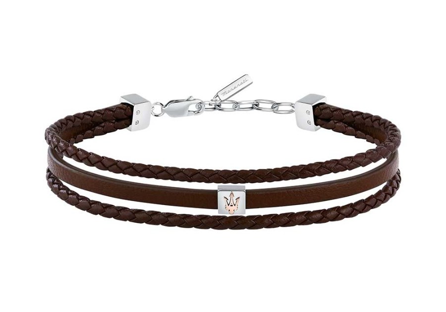 Maserati Trojitý kožený náramek Leather JM525AVE33 - Náramky Kožené náramky