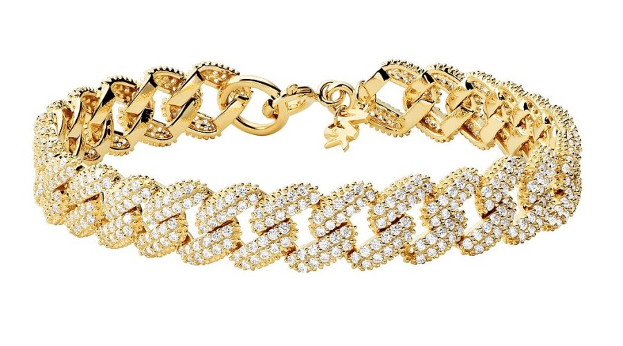 Michael Kors Luxusní pozlacený náramek se zirkony Statement Link MKC1427AN710 Michael Kors Luxusní pozlacený náramek se zirkony Statement Link MKC1427AN710 - Náramky Řetízkové náramky
