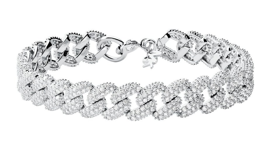 Michael Kors Luxusní stříbrný náramek se zirkony Statement Link MKC1427AN040 - Náramky Řetízkové náramky