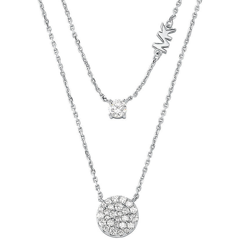 Michael Kors Moderní dvojitý stříbrný náhrdelník Brilliance MKC1591AN040 - Náhrdelníky