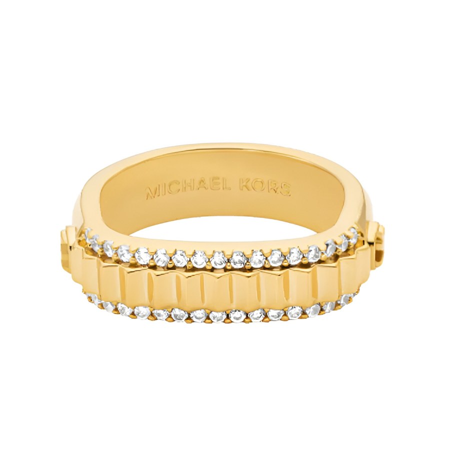 Michael Kors Pozlacený moderní prsten se zirkony Premium MKJ8611710 55 mm