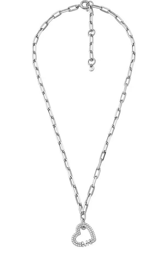 Michael Kors Romantický stříbrný náhrdelník se zirkony Pavé Heart MKC1647CZ040 - Náhrdelníky