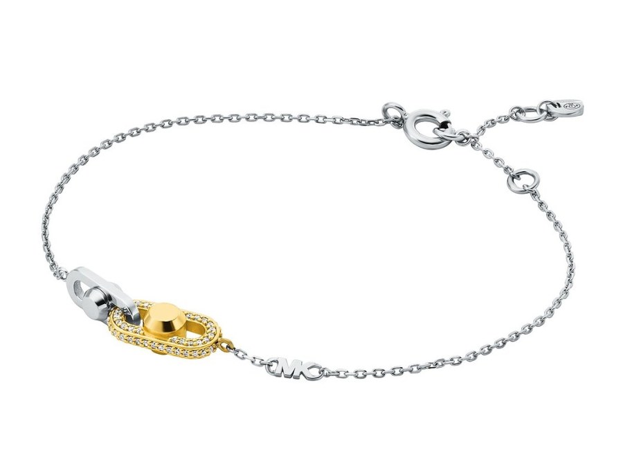 Michael Kors Stříbrný bicolor náramek se zirkony Astor Link MKC1737CZ931 Michael Kors Stříbrný bicolor náramek se zirkony Astor Link MKC1737CZ931 - Náramky Řetízkové náramky
