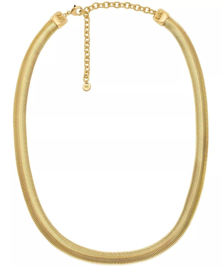 Michael Kors Výrazný pozlacený náhrdelník Hádek Metallic Muse MKJ8486710