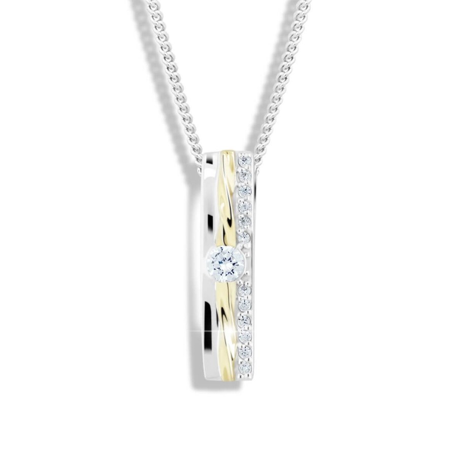 Modesi Bicolor stříbrný náhrdelník se zirkony M46025 (řetízek, přívěsek) - Náhrdelníky
