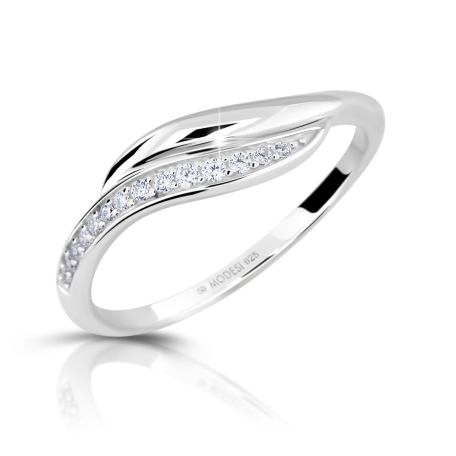 Modesi Elegantní stříbrný prsten se zirkony M00210 50 mm - Prsteny Prsteny s kamínkem