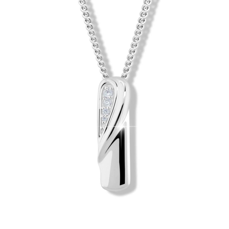 Modesi Módní stříbrný náhrdelník se zirkony M46028 (řetízek, přívěsek) - Náhrdelníky