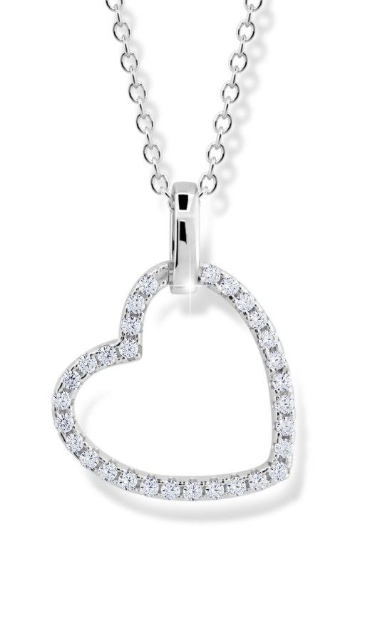 Modesi Stříbrný náhrdelník se zirkony Srdce M43086 (řetízek, přívěsek) - Náhrdelníky