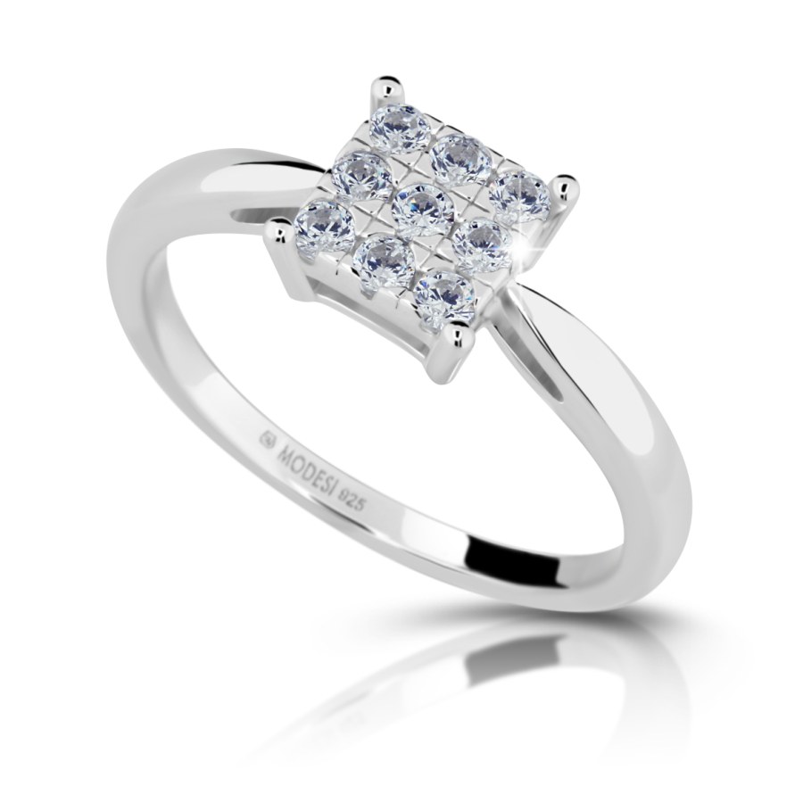 Modesi Stříbrný prsten s kubickými zirkony M01311 55 mm - Prsteny Zásnubní prsteny