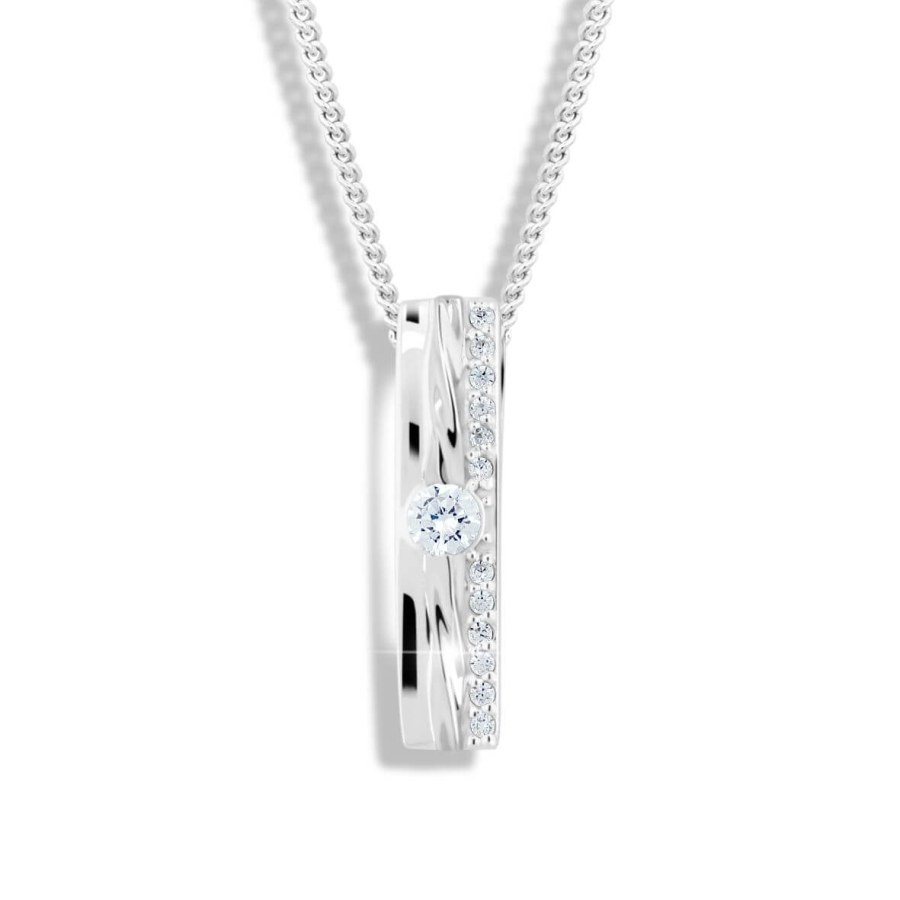 Modesi Třpytivý náhrdelník se zirkony M46022 (řetízek, přívěsek) - Náhrdelníky