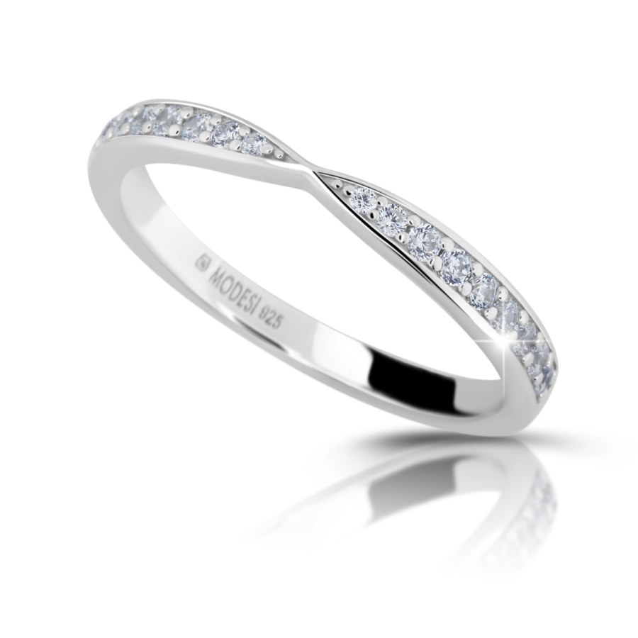 Modesi Třpytivý stříbrný prsten se zirkony M01111 60 mm - Prsteny Prsteny s kamínkem