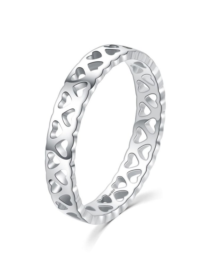 MOISS Dámský stříbrný prsten se srdíčky R0002048-P 46 mm