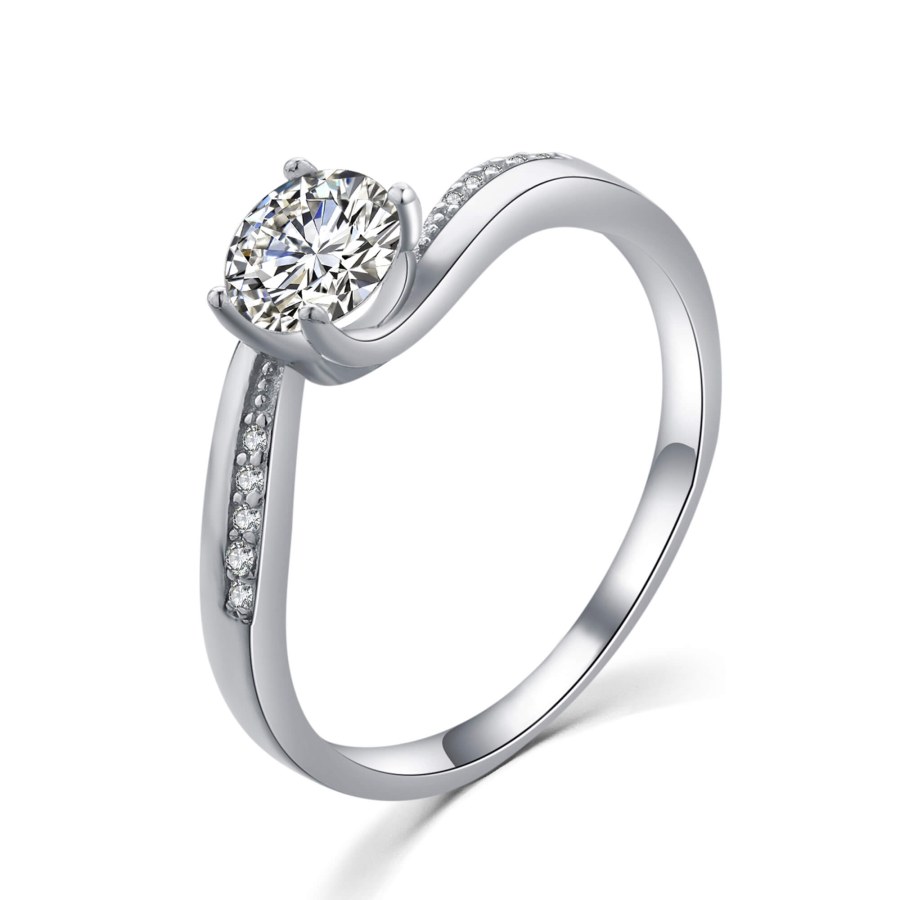 MOISS Elegantní stříbrný prsten s čirými zirkony R00005 62 mm