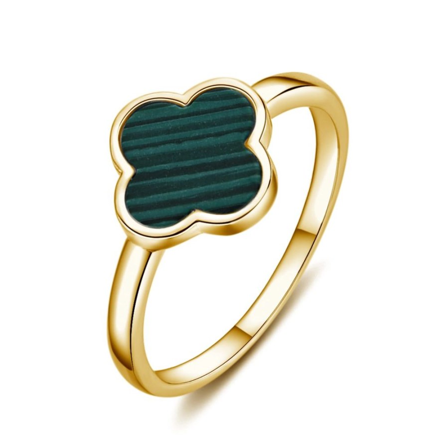 MOISS Luxusní pozlacený prsten Čtyřlístek R0004486-P 55 mm - Prsteny Prsteny bez kamínku