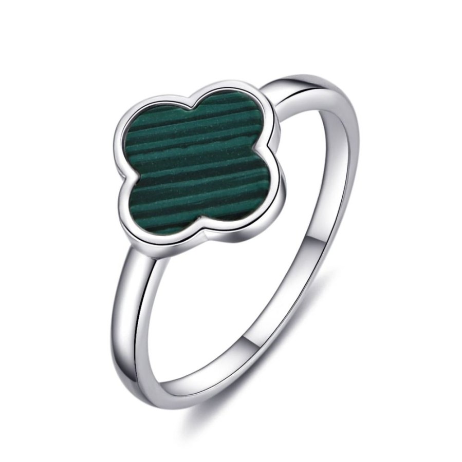 MOISS Stříbrný prsten pro štěstí Čtyřlístek R0004469-P 52 mm - Prsteny Prsteny bez kamínku