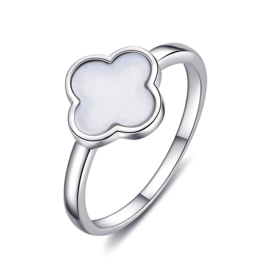 MOISS Luxusní stříbrný prsten s&nbsp;perletí Čtyřlístek R0004455-P 52 mm - Prsteny Prsteny bez kamínku