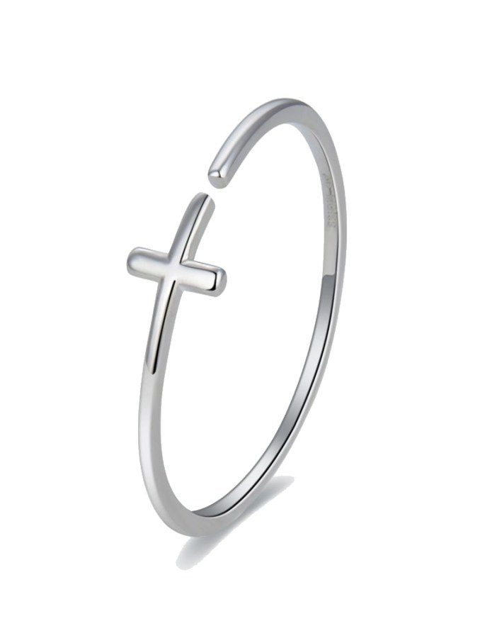 MOISS Minimalistický stříbrný prsten pro ženy Křížek R0002585-P 54 mm