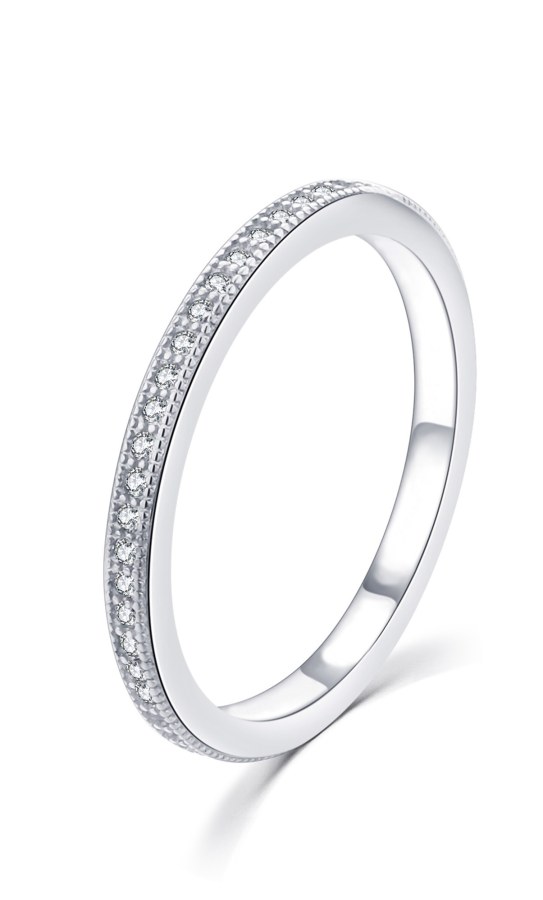 MOISS Minimalistický stříbrný prsten se zirkony R00020 44 mm - Prsteny Prsteny s kamínkem