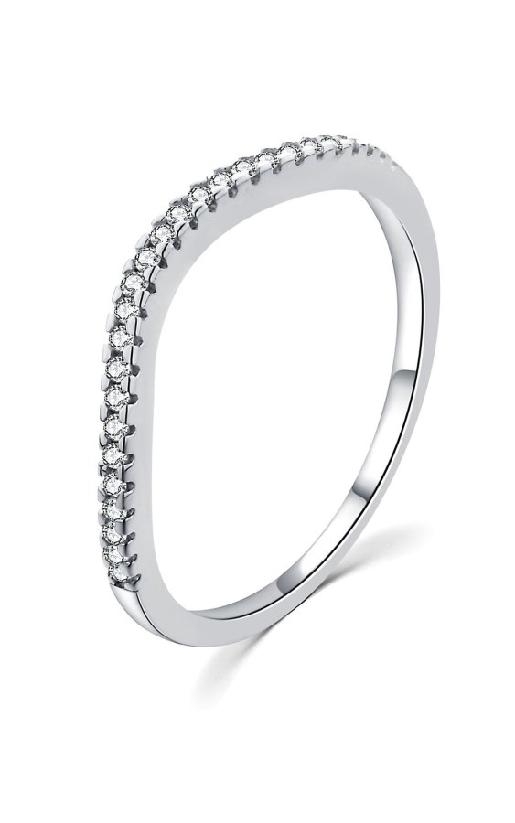 MOISS Minimalistický stříbrný prsten se zirkony R00023 52 mm - Prsteny Prsteny s kamínkem