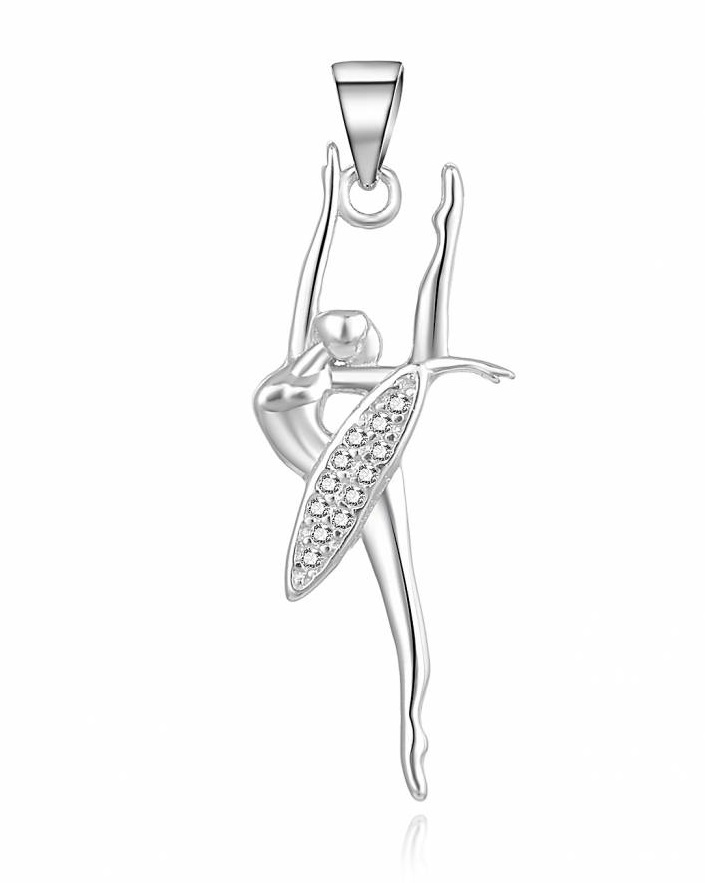 MOISS Něžný stříbrný přívěsek Baletka P0001143 - Přívěsky a korálky