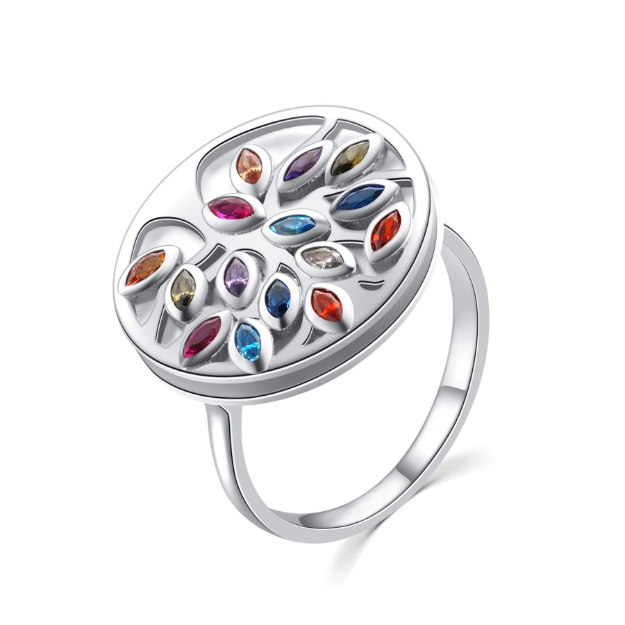MOISS Originální stříbrný prsten s barevnými zirkony R00021 62 mm - Prsteny Prsteny s kamínkem