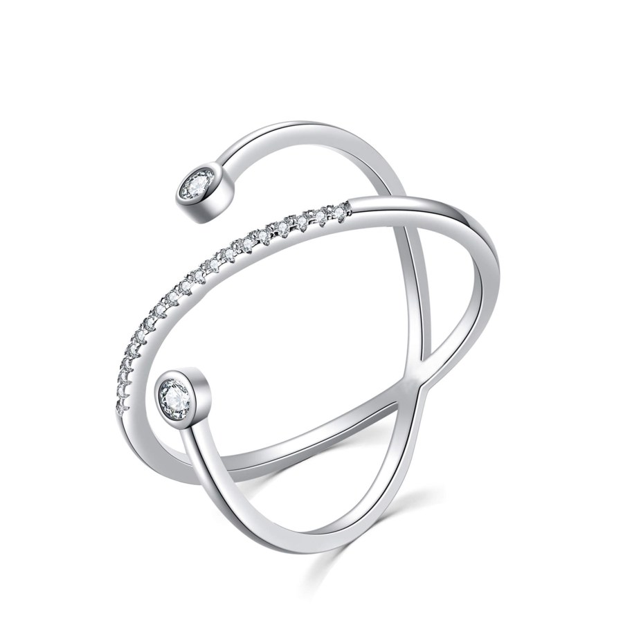 MOISS Originální stříbrný prsten se zirkony R00020 58 mm - Prsteny Prsteny s kamínkem