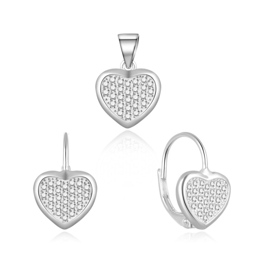 MOISS Romantická stříbrná sada šperků se srdíčky S0000258 (přívěsek, náušnice) - Přívěsky a korálky