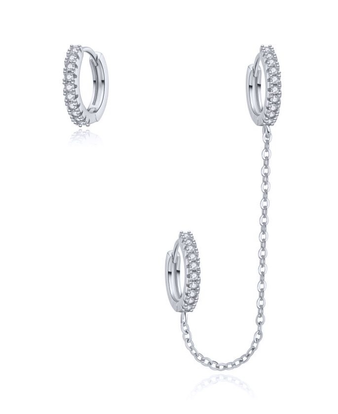 MOISS Set stříbrných kruhových náušnic se zirkony E0004219 - Náušnice Visací náušnice