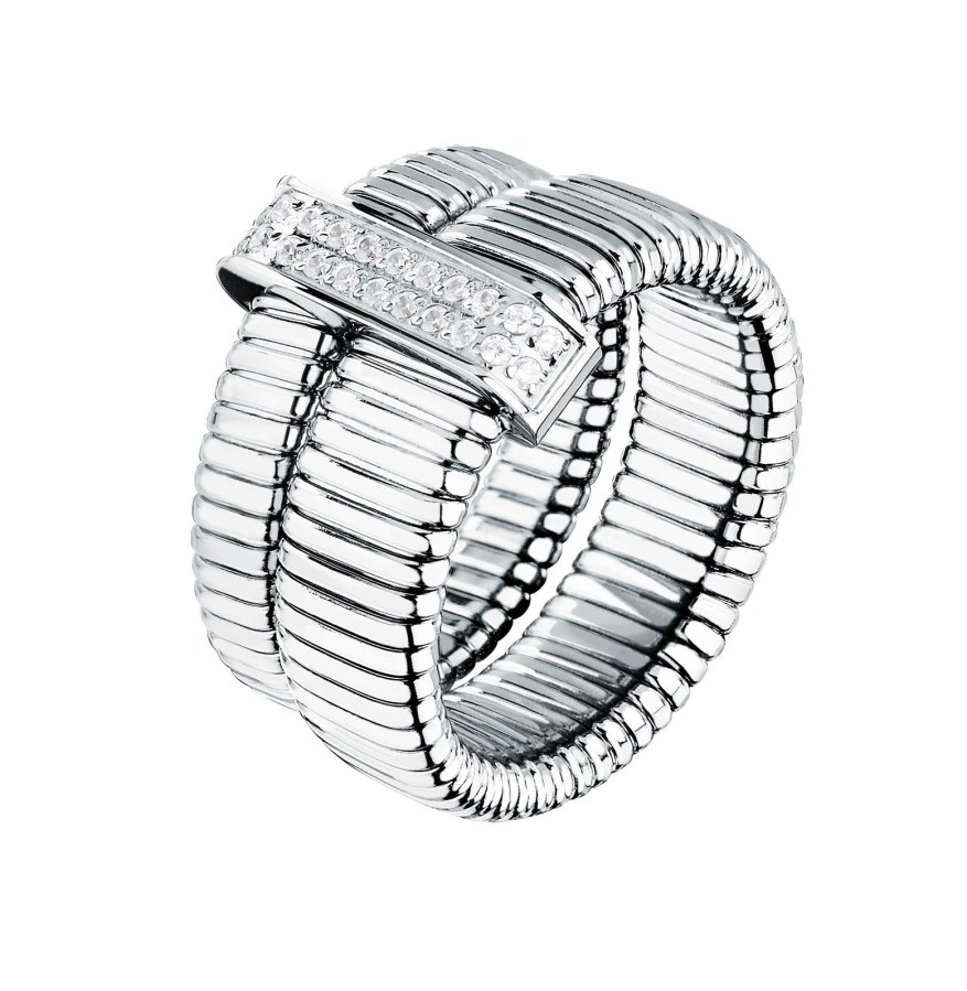 Morellato Dvojitý ocelový prsten s&nbsp;krystaly Onda SAZP100 58 mm - Prsteny Prsteny s&nbsp;kamínkem