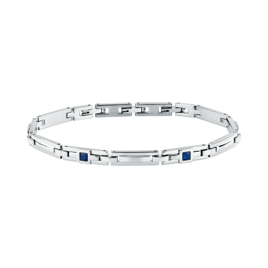 Morellato Elegantní ocelový náramek s&nbsp;modrými zirkony Motown SALS130 - Náramky Řetízkové náramky