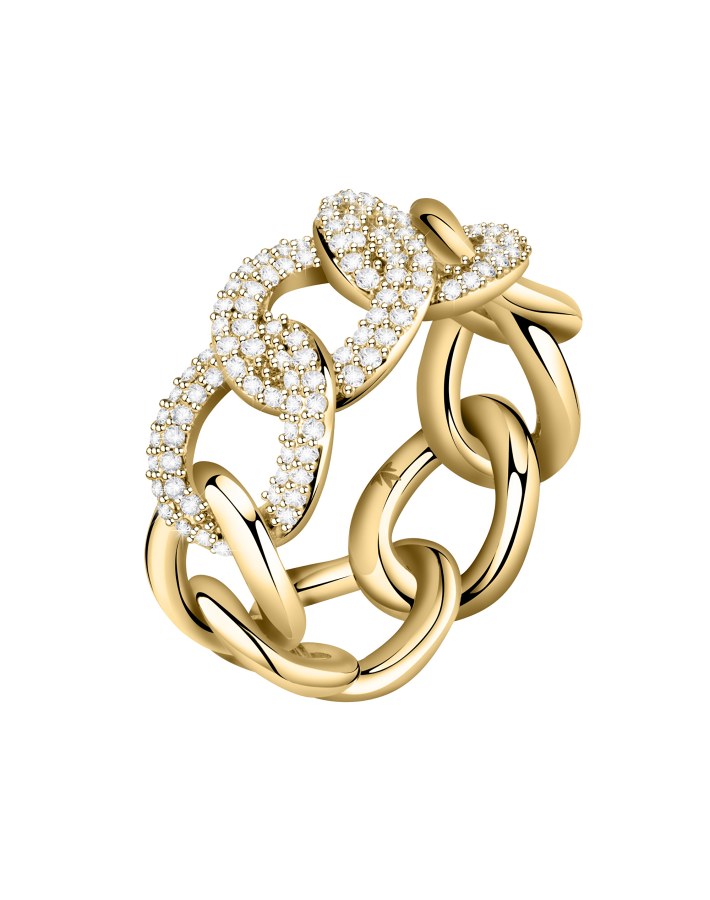 Morellato Elegantní pozlacený prsten s krystaly Incontri SAUQ110 52 mm - Prsteny Prsteny s kamínkem