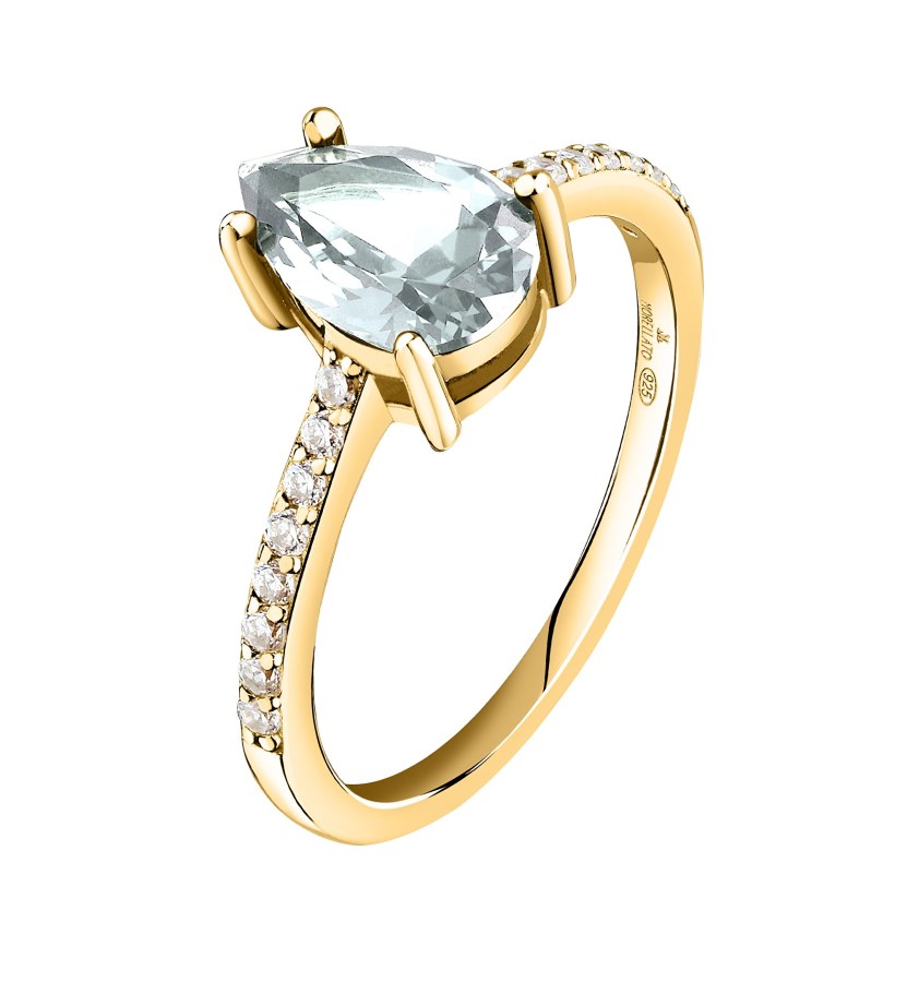 Morellato Elegantní pozlacený prsten se zirkony Tesori SAIW2100 52 mm - Prsteny Prsteny s kamínkem
