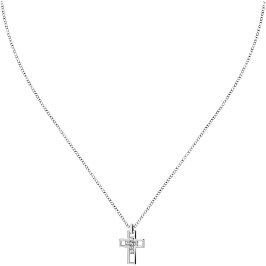 Morellato Nadčasový stříbrný náhrdelník Kříž se zirkony SATT12 - Náhrdelníky