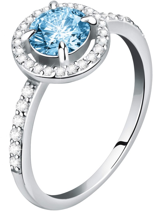 Morellato Něžný stříbrný prsten s akvamarínem a krystaly Tesori SAIW9701 52 mm - Prsteny Prsteny s kamínkem