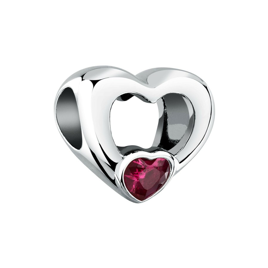 Morellato Ocelový korálek ve tvaru srdce s&nbsp;krystalem Drops SCZ1408 - Přívěsky Přívěsky na náramky
