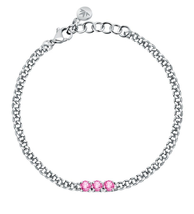 Morellato Okouzlující ocelový náramek s růžovými krystaly Poetica SAUZ13 - Náramky Řetízkové náramky